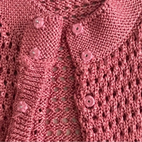 Jones New York Rose Open-Front Crochet Cardigan Short sleeved Sz: XL - Picture 10 of 10
